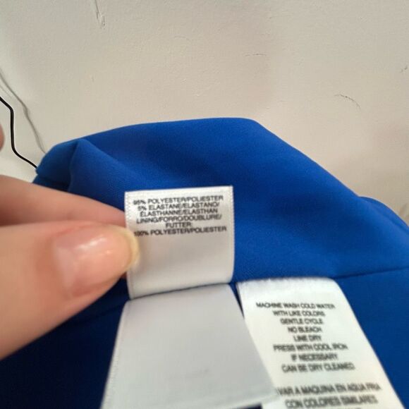 Rachel Roy Cold Shoulder blue flounce pencil Dress Size Large - Picture 11 of 12